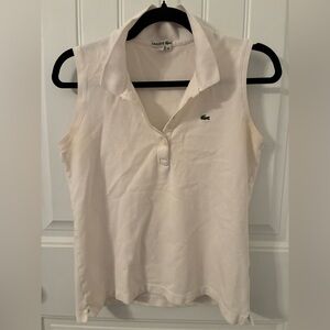 White Lacoste Women's Sleeveless Polo Shirt - 42